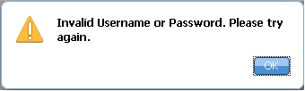 Invalid Username or Password